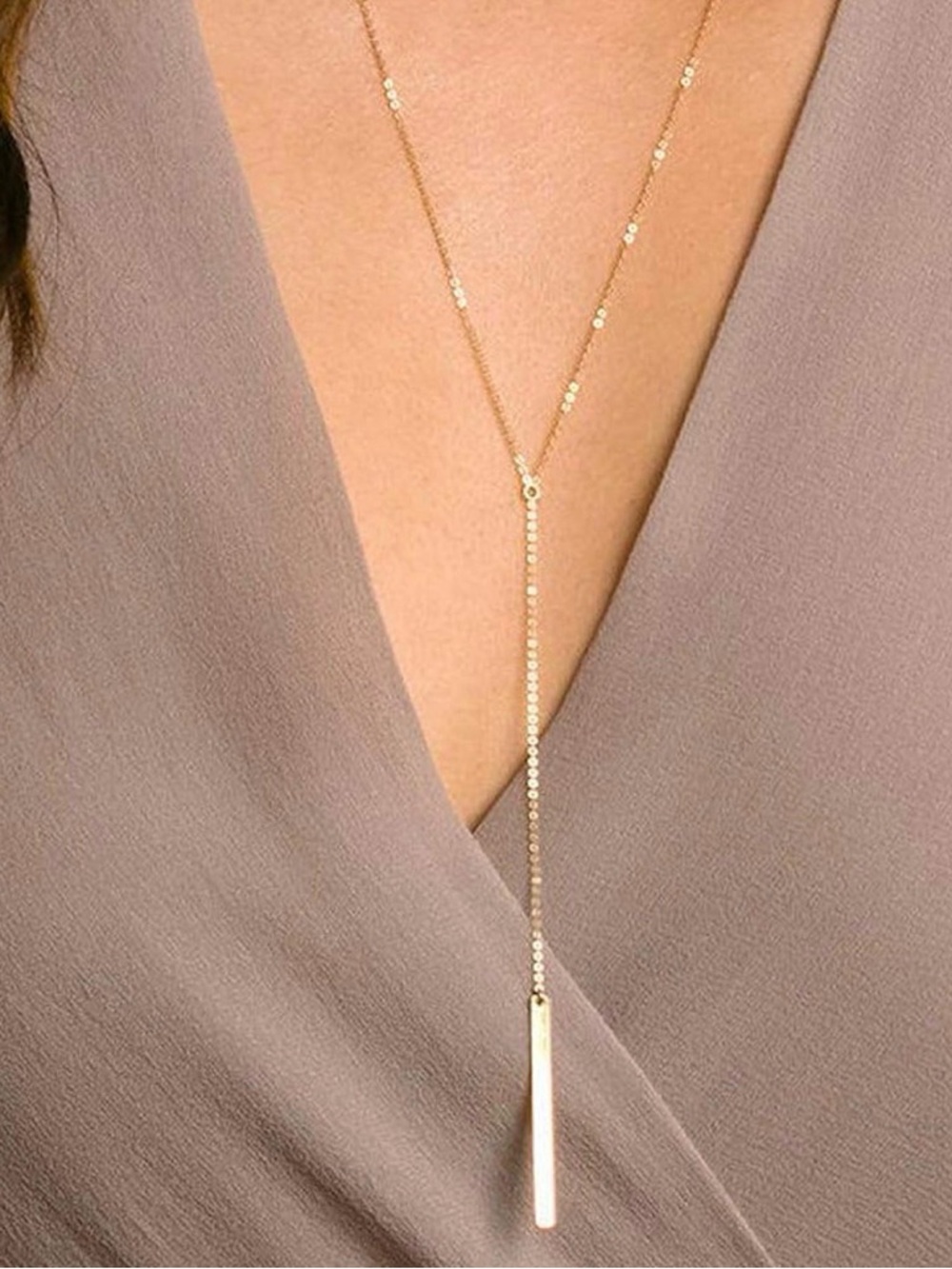 Delicate Gold Toned Y-Necklace — Minimalist Women’s Jewelry